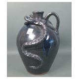 Signed Charles Lisk Double Snake Pottery Jug