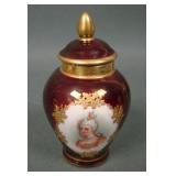 Signed Dresden Miniature Double Portrait Urn