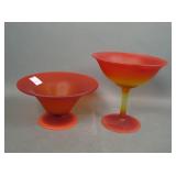 Two Piece Tiffin Satin Amberina Glass Lot