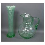 Two Piece Green Victorian Glass Lot