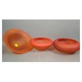 Three Tiffin Satin Amberina Bowls