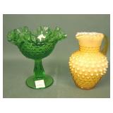 Two Fenton Hobnail Items