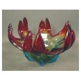 Murano Sommerso Flame MCM Art Glass Bowl