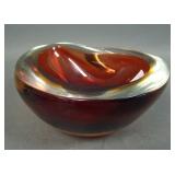 MCM Murano Seguso Vetri Red Crescent Shape Bowl