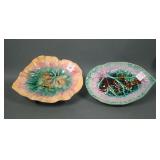 Two Majolica Begonia Leaf Plates