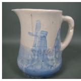 Vintage Salt Glaze Pitcher with Windmill Design