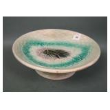 Majolica Begonia Leaf Basketweave Ftd Compote