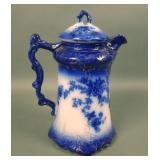 Wheeling Pottery Flow Blue La Belle Chocolate Pot