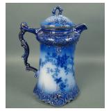 Wheeling Pottery Flow Blue La Belle Chocolate Pot