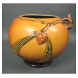 Roseville Art Pottery Brown Pinecone Handled Vase