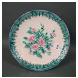 Signed Etruscan Majolica Morning Glory Cake Stand