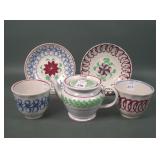 19th Century Six Piece English Spongeware Items