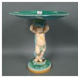 Geroge Jones Majolica Putti & Pond Lily Cake Stand