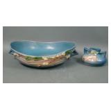 Two Roseville Pottery Blue Snowberry Items