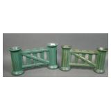 Two Roseville Matte Green Double Bud Vases