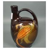 Marked Owens Brown Glaze Corn Decorated Jug
