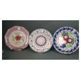 Three19th Century English Spongeware Plates