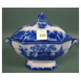 J & G Alcock 'Seinde' Flow Blue Covered Sauce