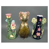 Three 19th Century Majolica Decorated Items