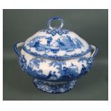 Doulton English Flow Blue "Watteau" Tureen