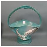 Rosseville Pottery Lg Green Fox Glove Basket