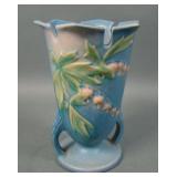 Roseville Pottery Blue Bleeding Heart Handled Vase