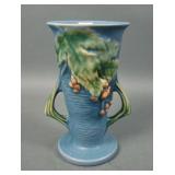 Roseville Pottery Blue Bushberry Handled Vase