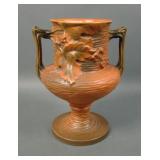 Roseville Pottery Brown Bushberry Handled Vase