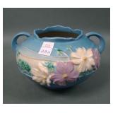 Roseville Pottery Blue Cosmos Handled Vase