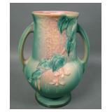 Roseville Pottery Green Fuchsia Handled Vase