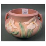 Roseville Pink Iris Small Handled Jardiniere Vase