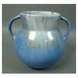 Roseville Pottery Blue Tourmaline Handled Vase