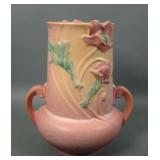 Roseville Pottery Pink Poppy Handled Vase