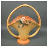 Roseville Art Pottery Mock Orange Handled Basket