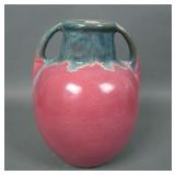 Signed Fulper Pottery Crystaline Drip Handled Vase