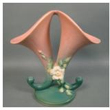 Roseville Pottery White Rose Double Cornucopia