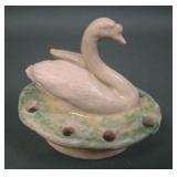 1910 Marked Walrath Pottery Swan Flower Frog