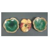 Three English Majolica Butter Pats