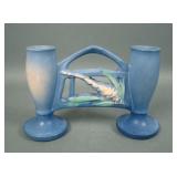 Roseville Pottery Blue Fox Glove Double Bud Vase