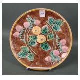 Signed Etruscan Majolica Strawberry & Apple Plate