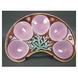 English Majolica Crecent Shape Oyster Plate