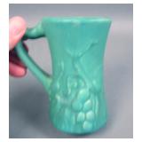 Owens Pottery Matte Green Grapevine Mug