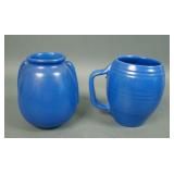 Two Fort Ticonderoga Blue Pottery Itms