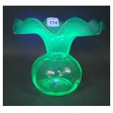 Victorian European Art Glass Ruffled Vase