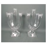 Contemporary Cut Crystal Five Arm Candlesticks