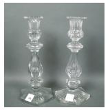 Two Cut Crystal Teardrop Stem Candlesticks