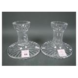 Two Waterford Lead Crystal Squatty Candlesticks