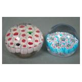Two Miniature Murano Millifiori Paperweights