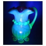 Stevens & Williams Cranberry Opal/ Vaseline Creamr