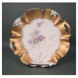 RS Prussia Lilac Decorated Handled Cake Plate